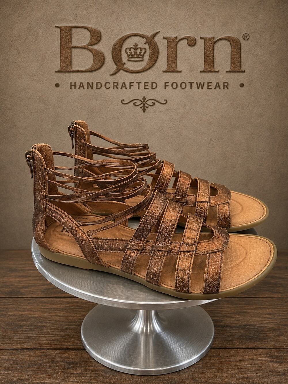 Born Metallic Bronze Leather Strappy Gladiator Sandals Women’s 7M F17018